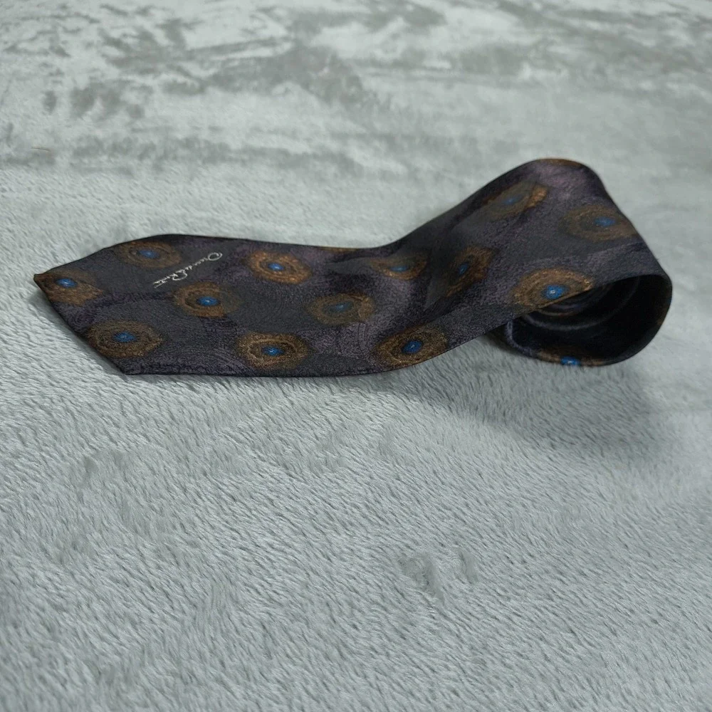 Vintage Oscar de la Renta Studio Tie Mens  90s Peacock Feather Old Money